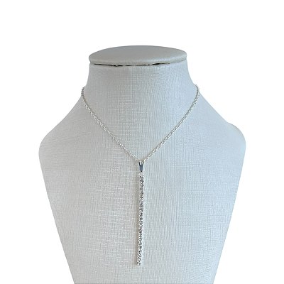 Colar Folheado Prata 925 Palito Strass