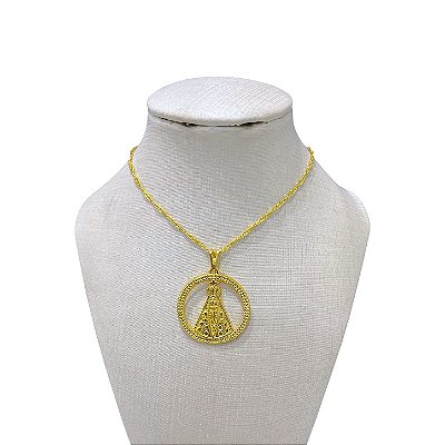 Colar Folheado Ouro 18k Nossa Senhora