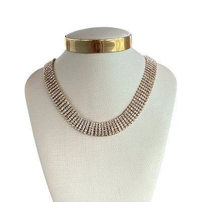 Choker Bijuteria Malha Strass