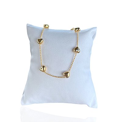 Pulseira Folheada Ouro 18k e Prata 925 Corações