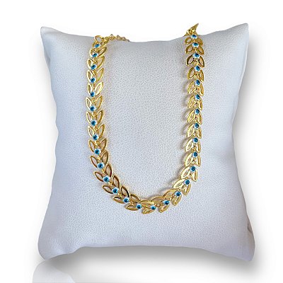 Pulseira Folheada Ouro 18k e Prata 925 Escamas Olho Grego