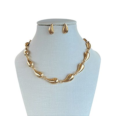 Conjunto Bijuteria Gotas Vírgula