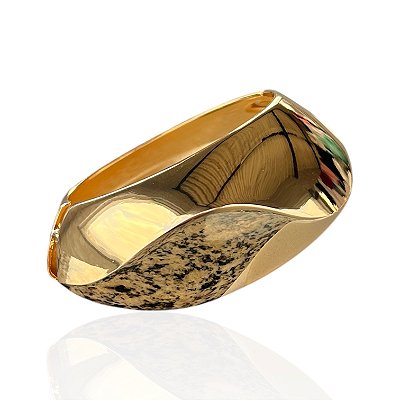 Bracelete Folheado Ouro 18k e Prata 925 Abaulado Ondulado