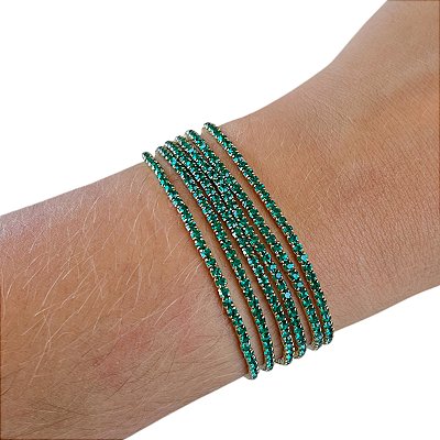 Kit 6 Pulseiras Folheada Ouro 18k Strass