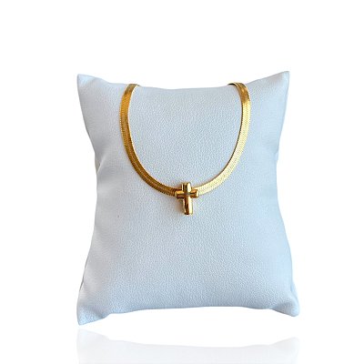 Pulseira Folheada Ouro 18k Fita Laminada Cruz