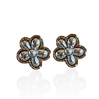 Brinco Bijuteria Dois Banhos Flor