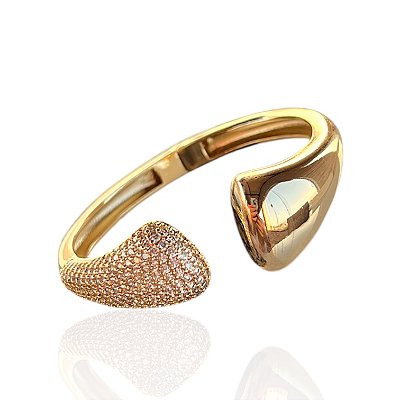 Bracelete Folheado Ouro 18k e Prata 925 Gota Dupla Cravejada