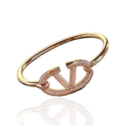 Bracelete Folheado Ouro 18k e Prata 925 Inspired Cravejado