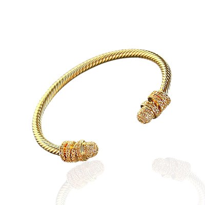 Bracelete Folheado Ouro 18k e Prata 925 Inspired Cravejado