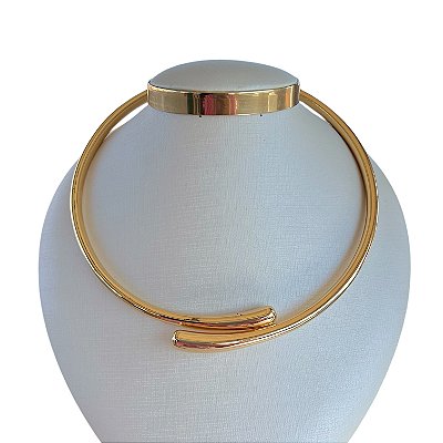 Choker Aro Bijuteria Dourado e Prata Gota Dupla