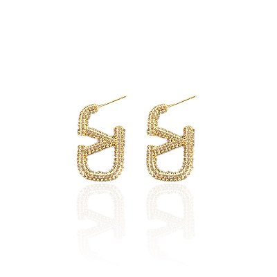 Brinco Folheado Ouro 18k e Prata 925 Inspired Cravejado