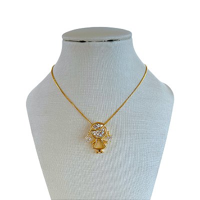 Colar Folheada Ouro 18k e Prata 925 Filho Cristal