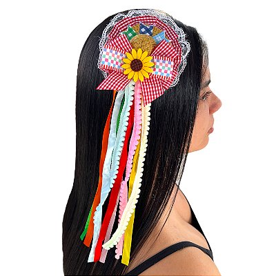 Presilha Chapéu Xadrez Fios Pompom