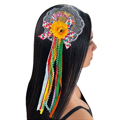 Presilha Chapéu Xadrez Fios Pompom