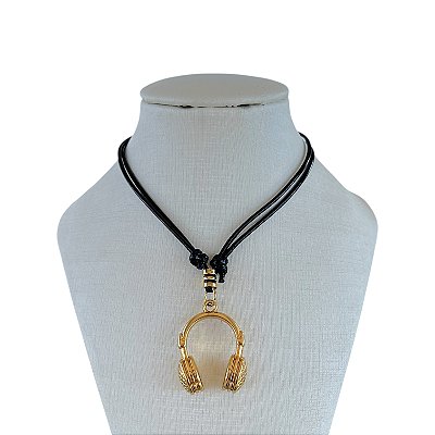 Cordão de Couro Masculino Fone de Ouvido