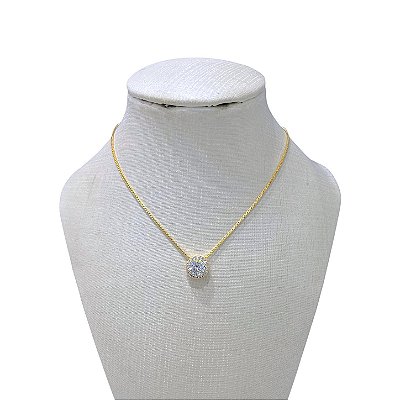 Colar Folheado Ouro 18k Ponto de Luz Cravejado