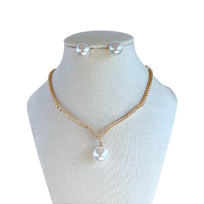 Conjunto Folheado Ouro 18k Riviera Pérola