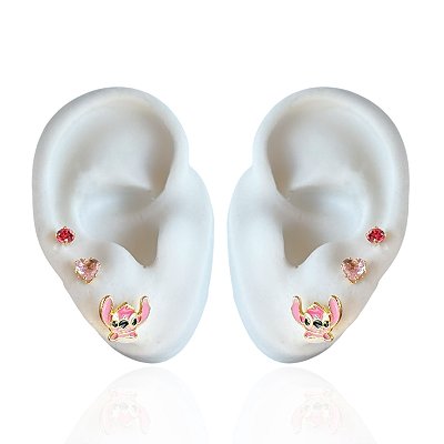 Trio Brincos Folheado Ouro 18k e Prata 925 Angel