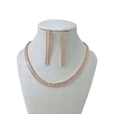 Conjunto Folheado Ouro 18k e Prata 925 Riviera