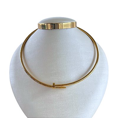 Choker Aro Bijuteria Dourado e Prata Prego