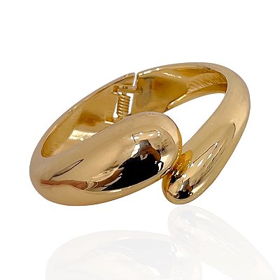 Bracelete Folheado Ouro 18k e Prata 925 Abaulado Gota Dupla