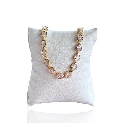 Pulseira Folheada Ouro 18k e Prata 925 Gotas Cristais