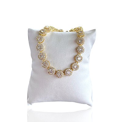 Pulseira Folheada Ouro 18k e Prata 925 Inspired Redonda Cravejada