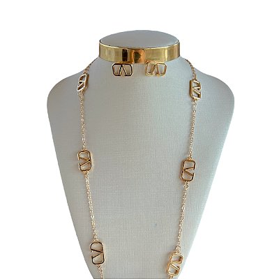 Conjunto Folheado Ouro 18k e Prata 925Longo Inspired