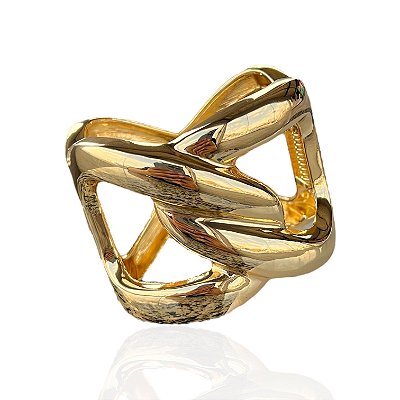 Bracelete Folheado Ouro 18k e Prata 925 Abaulado Trançado