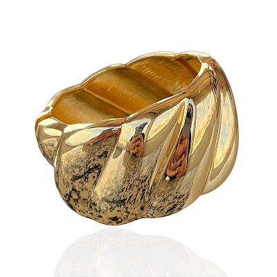 Bracelete Folheado Ouro 18k e Prata 925 Abaulado Ondulado