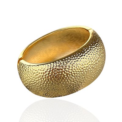 Bracelete Folheado Ouro 18k e Prata 925 Abaulado Trabalhado