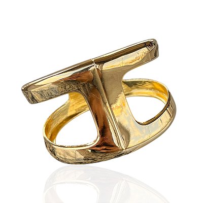 Bracelete Folheado Ouro 18k e Prata 925 Abaulado Vazado