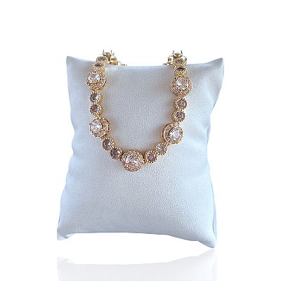 Pulseira Folheada Ouro 18k e Prata 925 Inspired Redonda Cravejada