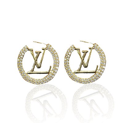 Brinco Folheado Ouro 18k e Prata 925 Argola Inspired Cravejada