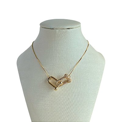Colar Folheado Ouro 18k Elos Inspired Cravejado