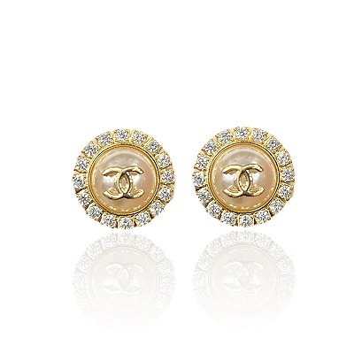 Brinco Folheado Ouro 18k e Prata 925 Pérola Inspired Strass