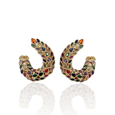 Brinco Folheado Ouro 18k e Prata 925 Vírgula Cravejada