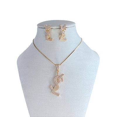 Conjunto Folheado Ouro 18k e Prata 925 Inspired Cravejado