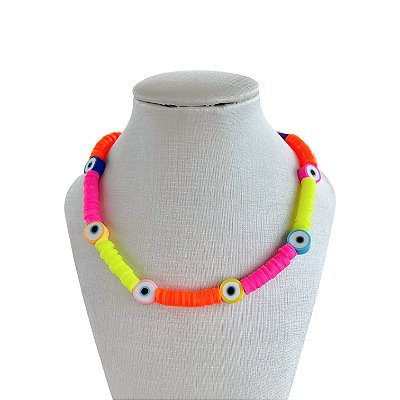 Choker Miçangas Bijuteria Olho Grego
