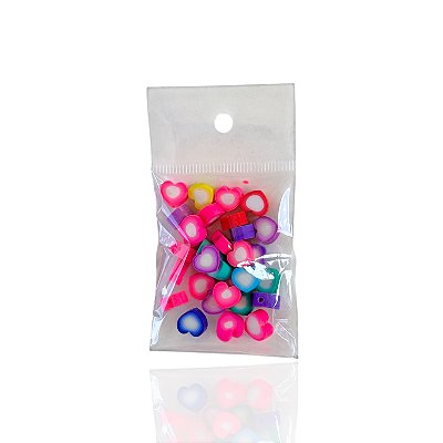 Kit 20 Pingentes Passante Coração Emborrachado