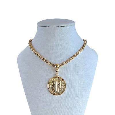 Colar Folheado Ouro 18k Cordão Baiano São Bento