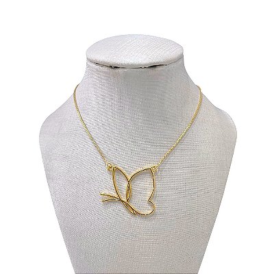 Colar Folheado Ouro 18k e Prata 925 Borboleta