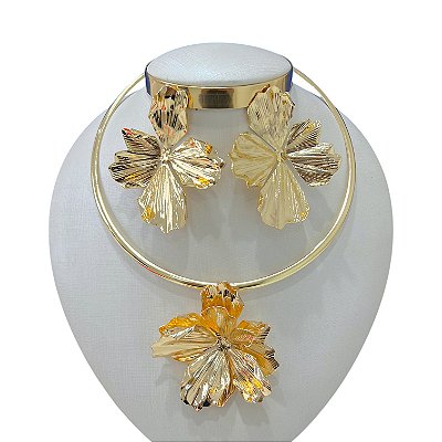 Conjunto Aro Bijuteria Flor