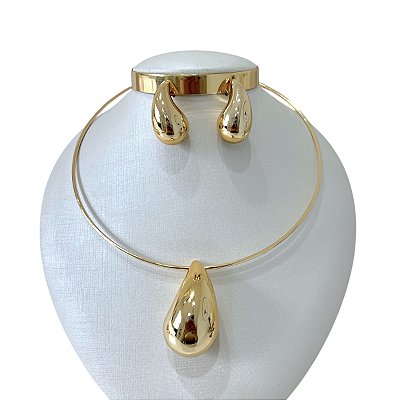 Conjunto Aro Bijuteria Gota Vírgula