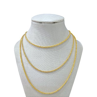 Colar Triplo Folheado Ouro 18k e Prata 925 Torcida