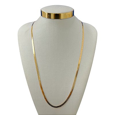 Colar Longo Folheado Ouro 18k Fita Laminada