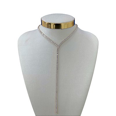 Colar Folheado Ouro 18k e Prata 925 Gravatinha Riviera