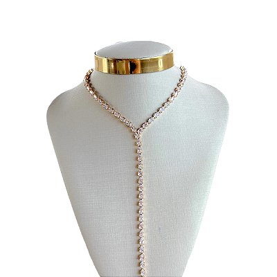 Colar Folheado Ouro 18k e Prata 925 Gravatinha Gotas