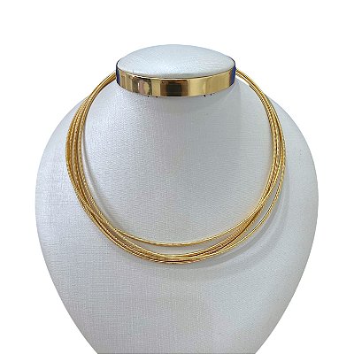 Choker Folheada Ouro 18k e Prata 925 Corda de Violão