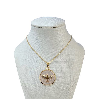 Colar Folheado Ouro 18k e Prata 925 Espírito Santo Resinado